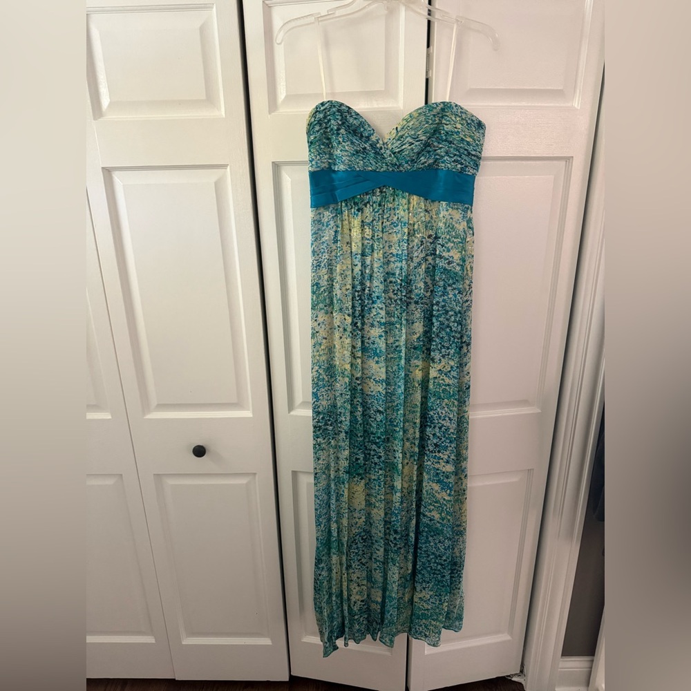 BCBGMaxAzria Beige and Teal Dress